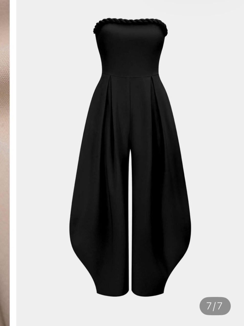 Strapless Black Sculpted Wide-Leg Jumpsuit